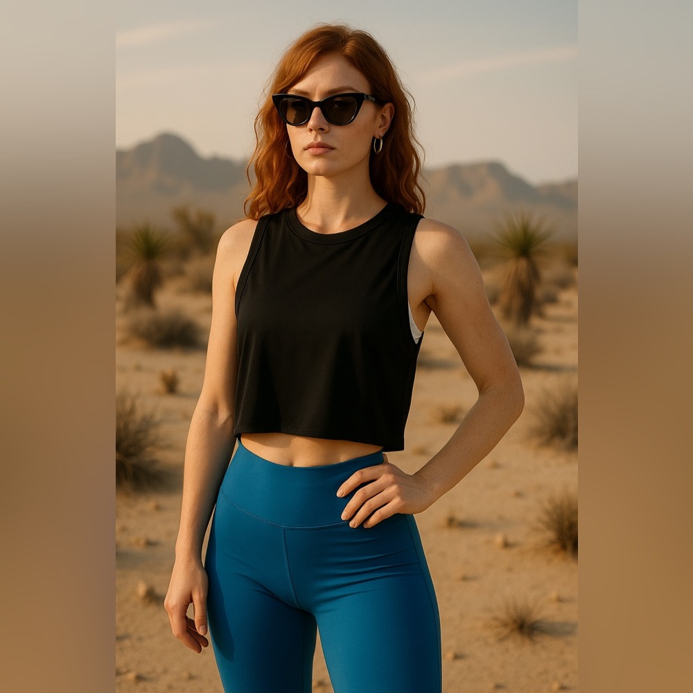 Haola Black Sleeveless Cropped Workout Tank – Size L, Great Condition
